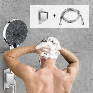 Leelongs Full Chrome 6 Functions ABS Hand <strong>Shower</strong> <strong>Head</strong> Set With Self-adhesive Sticker Holder <strong>and</strong> 1.5m SS <strong>Shower</strong> <strong>Hose</strong> - Product Image 4