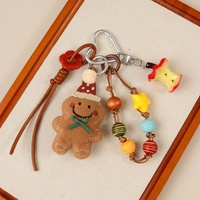 Nouvel Arrivage – Lot de 4 Breloques de Noël en Peluche, Pendentifs Mignons en Forme de Bonhomme en Pain d'Épices, pour Sacs et Arbres de Noël