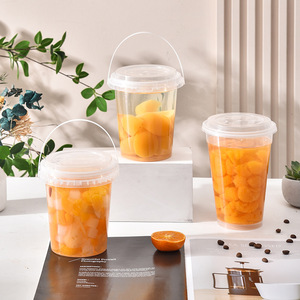 Récipient à fruits jetable de 32oz imprimé de logo personnalisé seaux à gobelets en plastique PP avec poignée et couvercle - Product Image 2