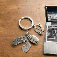Porte-clés étanche en alliage de zinc à motif de dessin animé - Accessoires tendance sur le thème de l'informatique avec souris d'ordinateur portable &amp;   Breloques pour clavier