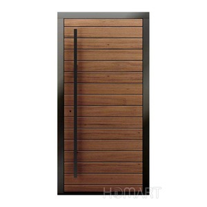 고급 목조 조각 현관문 디자인, 주택용 싱글 피벗 도어 - Product Image 4