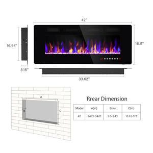 Pansee 50in Perapian Modern Tanam Dinding Pemanas Listrik Efek Api Realistis Hemat Energi Dikendalikan Aplikasi untuk Rumah Tangga - Product Image 2