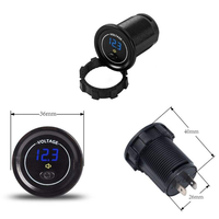 Voltímetro LED Impermeable para Motocicleta, Barco, Automóvil, DC 12V 24V 30V, con Interruptor de Encendido/Apagado y Alarma de Bajo Voltaje