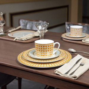 Luxury Vintage Western Porcelain <b>Dinnerware</b> Sets Gold Gilding Cup Kit Included-Exquisite Gift Set Freezer Safe Colored Glazed - Product Image 3