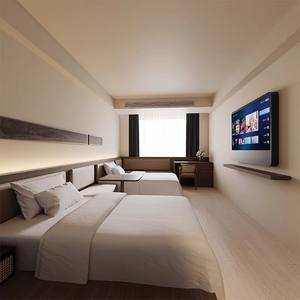 Inexpensive Modern Panel Hotel Bedroom Furniture <b>Set</b> Custom <b>Single</b> Double <b>Bed</b> Frame Full Size Homestay Apartment Airbnb Rental - Product Image 2