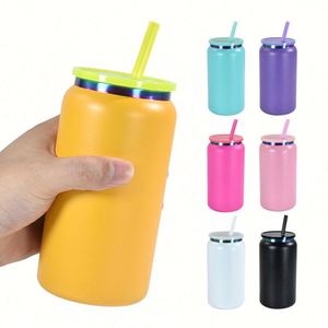 Nuevo Vaso de Acero Inoxidable de 16 oz con Recubrimiento Arcoíris, Doble Pared Aislada al Vacío, Recubrimiento en Polvo, Tipo Mason Jar, para Auto - Product Image 1