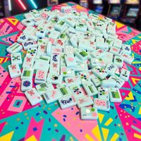 Jeu de Mahjong de Luxe en Acrylique Gravé, 160 Tuiles, Thème Safari Printanier Bleu Ciel, Cadeau de Divertissement, Vente en Gros Usine
