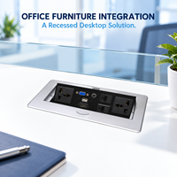 Prise de bureau escamotable avec 2 prises, 2 ports USB-A, 1 port USB-C, 16A pour tables de conférence et projets de mobilier de bureau