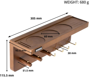 Soporte de Madera Multiusos <span class=keywords><strong>para</strong></span> Accesorios de Espresso: Estante de Almacenamiento <span class=keywords><strong>para</strong></span> Tamper, Distribuidor y Portafiltro de Café - Product Image 2