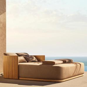 Byron Bộ sưu tập đồ nội thất Patio Gỗ Ngoài Trời Đôi đi văng gỗ tếch sunlounge - Product Image 1