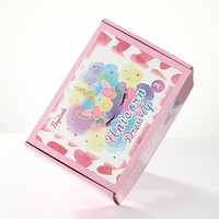 Boîte d'emballage en carton ondulé pliable biodégradable personnalisée, vente en gros, boîte à jouets rose, laminage brillant, emballage avec logo