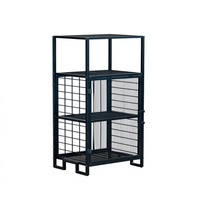 Organisateur de serviettes autoportant en métal à quatre niveaux avec porte en maille – Meuble de rangement de salle de bain au design moderne