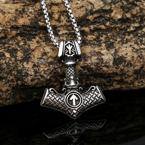 Yunnique – collier avec pendentif marteau de Thor en acier inoxydable pour hommes, style nordique, chaîne de 60cm, bijoux cadeau - Product Image 3