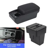 Vtear pour Chevrolet S10 2012-2026 Accessoires intérieurs de voiture Boîte de rangement accoudoir en ABS avec port de charge USB avant et porte-gobelet