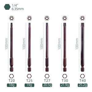 Juego de Puntas de Destornillador Torx Yunbei Yb de 100 mm, Grado Industrial, 11 Piezas: T6, T7, T8, T9, T10, T15, T20, T25, T27, T30, T40 - Product Image 3