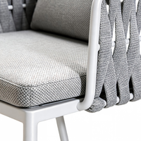 Ensemble de chaises de salle à manger d'extérieur en rotin moderne, empilables, en bois et aluminium, pour jardin et restaurant, avec assise en corde tressée