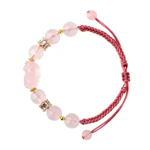 Großhandel natürlich Madagaskar Rose-Quartz Pxiu handgewebtes Armband