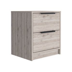 Nightstand Cervants Two Drawers Metal Handle <b>Light</b> Gray Finish Bedroom Storage - Product Image 3