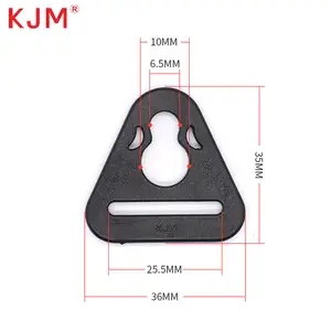 KJM Custom Logo 1 Inch Pom Black Recycled Plastic Adjuster Triangle Tri Glide Buckles