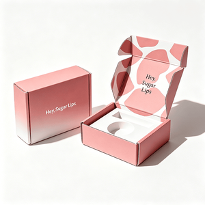 Boîte en carton ondulé personnalisée, dégradé rose, imprimé vache, emballage cosmétique, boîte d'expédition pour produits de maquillage et de soin des lèvres - Product Image 1
