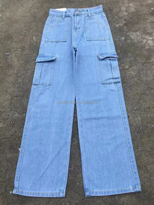 El Comercio exterior es un <span class=keywords><strong>tiro</strong></span> real Pantalones vaqueros para mujer Versión coreana Pantalones de fregona de pierna ancha de cintura alta Puesto de mujer Fábrica de transmisión en vivo Wh - Product Image 4