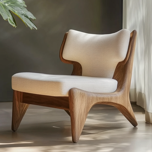 Sillón Moderno de Madera de Teca Maciza de Primera Calidad sin Brazos con Cojín de Terciopelo para el Hogar, Oficina, Sala de Estar, Comedor, Dormitorio - Product Image 5