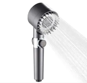 Juego de ducha ajustable de 3 modos Ducha de masaje 4 en 1 Ahorro de agua de alta presión Cabezal de ducha con boquilla de parada de una tecla