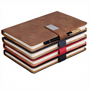 Ensemble de carnets de notes en cuir PU A5 épaissi, reliés par fil, avec papier de qualité supérieure, pour réunions d'affaires, avec logo - Product Image 1