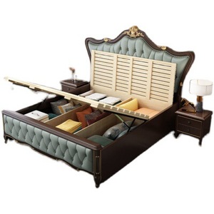 Tempat tidur besar mewah, gaya Amerika, 2m * <span class=keywords><strong>2.2</strong></span>, Penyimpanan tempat tidur ganda putih, bantalan lembut pernikahan 2m, kamar tidur utama - Product Image 5