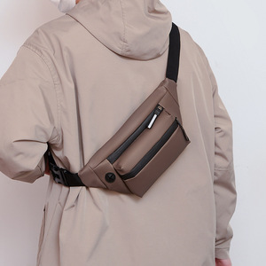 Men's Waist Bag Large Capacity Waterproof Chest Bag Crossbody Shoulder Bag Solid Color Coating <b>Material</b> Everyday Use - Product Image 3