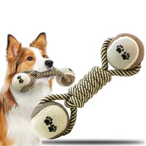 Juguetes Ecológicos para Perros y Gatos, Pelotas de Tenis con Sonido, Cuerda de Algodón, Resistentes a Mordidas, Nudos, Mancuernas, Artículos para Mascotas - Product Image 1