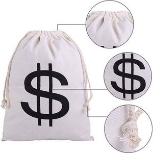 Good Quality Eco-friendly Custom Logo Portable Reusable Printed Gift <b>Canvas</b> Cotton Rope Handle <b>Drawstring</b> <b>Bag</b> - Product Image 3