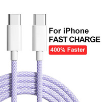 Kabel pengisian daya Cepat PD Tipe C USB 20W 1m & 2m kepang pabrikan bersertifikat MFI untuk iPhone 11 12 13 14 15 16 Pro Max