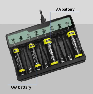 <span class=keywords><strong>Chargeur</strong></span> de <span class=keywords><strong>batterie</strong></span> 2025 8 baies AA AAA USB charge haute vitesse fente indépendante Ni-MH Ni-CD Batteries rechargeables <span class=keywords><strong>batterie</strong></span> externe en plastique - Product Image 4