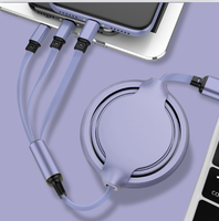 Câble de données télescopique Macaron 3 en 1 adapté au câble de charge IP type-c Android USB Type C 3 en 1