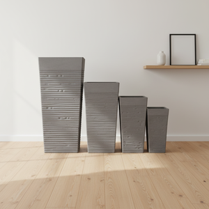 Vasi per Fiori Alti e Quadrati in Fibra di Argilla, Minimalisti, Fatti a <span class=keywords><strong>Mano</strong></span>, Biodegradabili, con Foro di Drenaggio, Ecologici, per Uso a Terra in Casa e <span class=keywords><strong>Giardino</strong></span> - Product Image 4