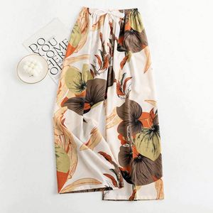 Pantalones Anchos de Moda para Mujer, Primavera, Casuales, Cintura Alta, Largos, Plisados, Estampado Floral, 100% Algodón, Transpirables, de Secado Rápido - Product Image 3