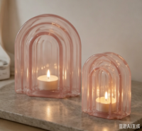 Support de Bougie Minimaliste en Cristal Couleur Unie, Écologique, Fait Main, Créatif, Ornement de Bureau, Décoration de Noël et de Fêtes pour la Maison