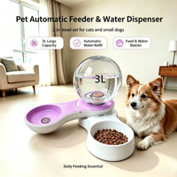 Distributeur automatique d'eau et de nourriture pour animaux de compagnie 2-en-1 – Gamelle pour chien et chat – Station d'alimentation pour animaux – Grande capacité – Vente en gros