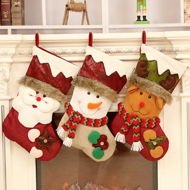 Calza natale Babbo Natale pupazzo di neve calza per bambini regali buon natale decorazioni per feste