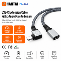 Câble d'extension USB-C à angle droit, mâle vers femelle, transfert de données 20 Gbps, charge rapide 240 W, câble Type-C tressé