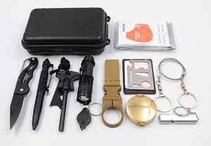 Kit de Supervivencia 13 en 1, Herramienta de Emergencia SOS para Exteriores, Brújula, Pedernal, Metal Negro, para Supervivencia, Viajes, Senderismo, Camping - Product Image 2