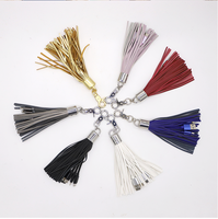 3-en-1 Tassel Keychain Câble USB avec veste en nylon Cadeau promotionnel pour chargement de téléphone portable et utilisation de l'ordinateur
