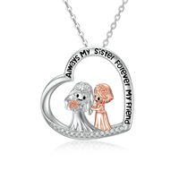 Collier pendentif coeur ami soeurs demoiselle d'honneur plaqué deux tons en argent sterling 925 pour amis soeurs