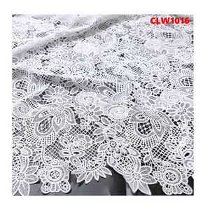 Elegante blanco soluble en agua tela de encaje bordado Sexy hueco tejido guipur cordón tela de encaje para vestidos de novia - Product Image 1