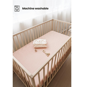 Funda de colchón acolchada para moisés, suave, 100% mezcla de algodón muselina, sábana ajustable, protector transpirable para moisés estándar - Product Image 4