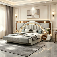 Ensemble de meubles de chambre à coucher, lit king size ou queen size, 5 pièces, style européen, armoire en bois de luxe moderne pour hôtel, meubles de chambre à coucher