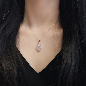 Gioielli Vintage di Marca, Cuore <span class=keywords><strong>Rosa</strong></span> con Perla, Catena in Argento Placcato <span class=keywords><strong>Oro</strong></span> 14K, Regalo Romantico Retrò per Donne e Ragazze - Product Image 6