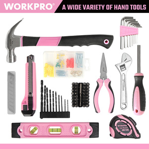 <strong>WORKPRO</strong> 61 Pieces Hand <strong>Tool</strong> for DIY Home Maintenance 12V Pink Cordless Power Drill Home <strong>Tool</strong> Kit - Product Image 2