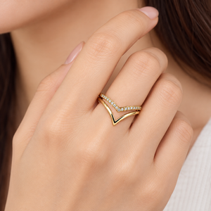 Bague de cocktail plaquée or en forme de cœur avec pavé de zircone cubique pour femme, bijoux de fiançailles modernes - Product Image 5